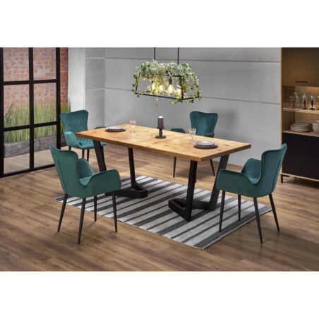 Stół rozkładany MASSIVE 160(250)x90 jasny dąb/czarny