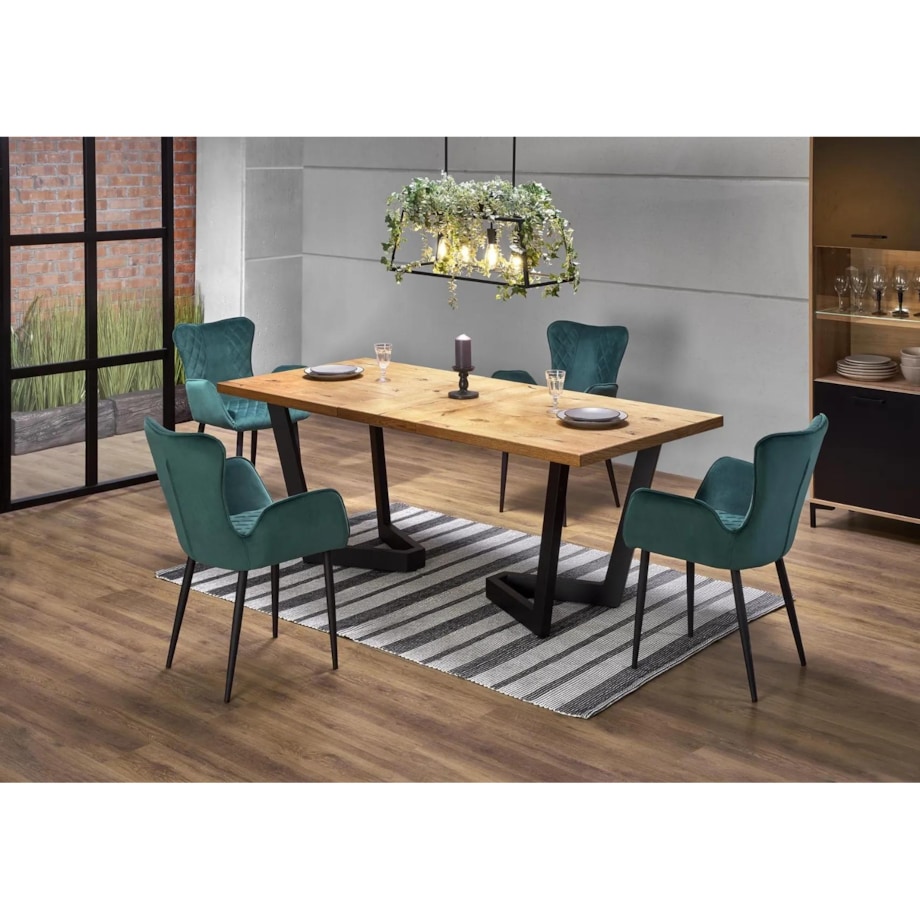 Stół rozkładany MASSIVE 160(250)x90 jasny dąb/czarny