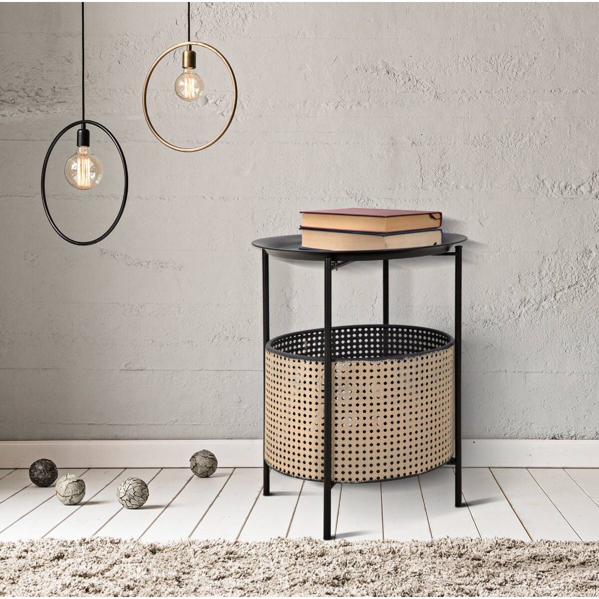 Okrągły stolik z koszem do przechowywania, Ø 40 cm