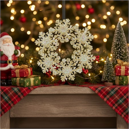 Zawieszka Na Choinkę Płatek Śniegu 12 Cm Ozdoba Świąteczna Wisząca Kolor Szampan