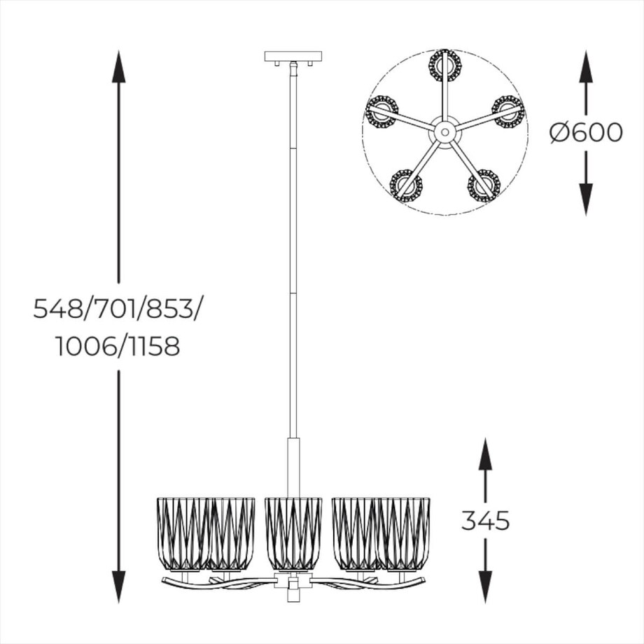 Szklana lampa wisząca Tazza P0590-05B-V7AC Zumaline przezroczysty złoty