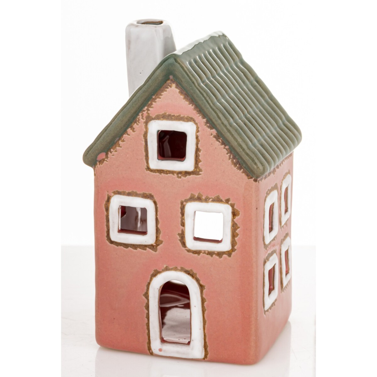 Ceramiczny domek 10,5x6x6 cm GILLI-3 na tea-lighty, czerwony