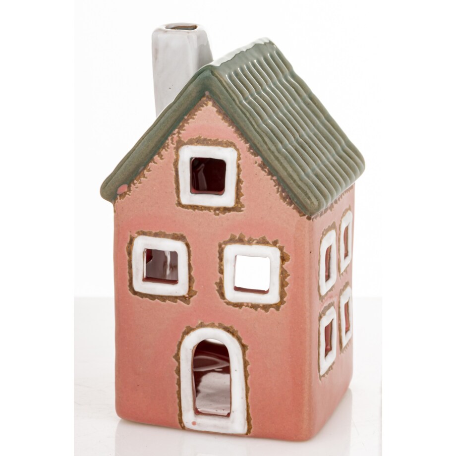 Ceramiczny domek 10,5x6x6 cm GILLI-3 na tea-lighty, czerwony