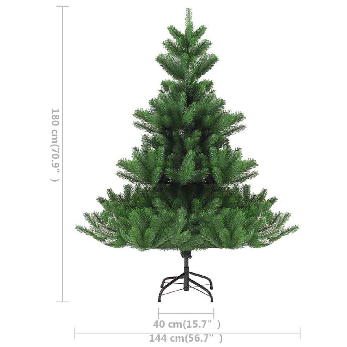 vidaXL Sztuczna jodła kaukaska z LED i bombkami, zielona, 180 cm