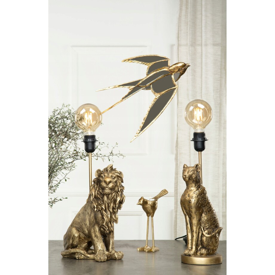 LAMPA stołowa stojąca LEW złota retro glamour dekoracja do salonu prezent