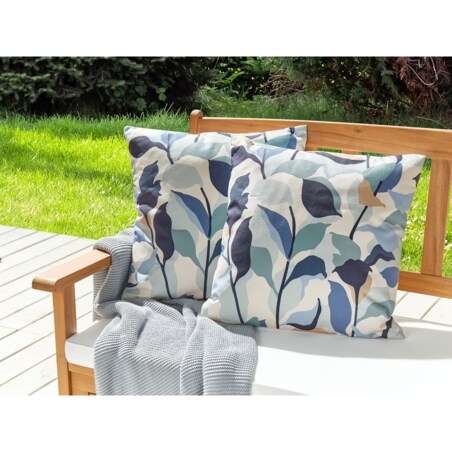 2 poduszki ogrodowe w liście 45 x 45 cm niebieskie VEGLINO