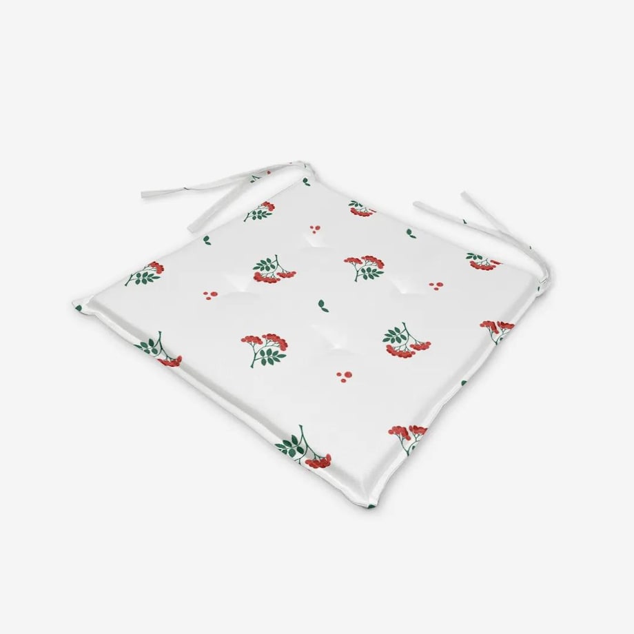 Poduszka świąteczna na krzesło - jarzębinowe gałązki