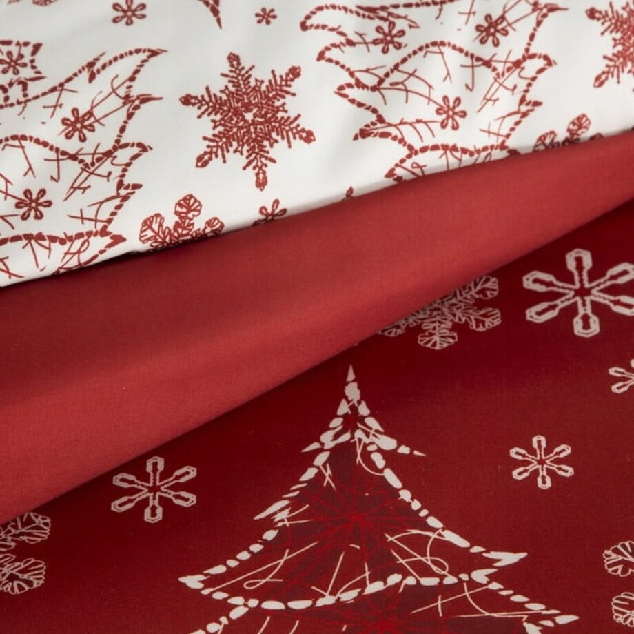 Pościel 160x200 Eurofirany świąteczna mikrofibra Rubi czerwona choinki 1213