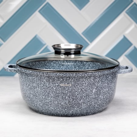 Garnek z powłoką marmurową marmurkowy szary indukcja gaz 6.5L 28cm KLAUSBERG