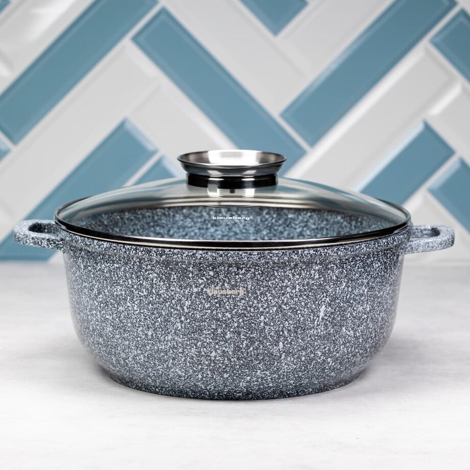Garnek z powłoką marmurową marmurkowy szary indukcja gaz 6.5L 28cm KLAUSBERG