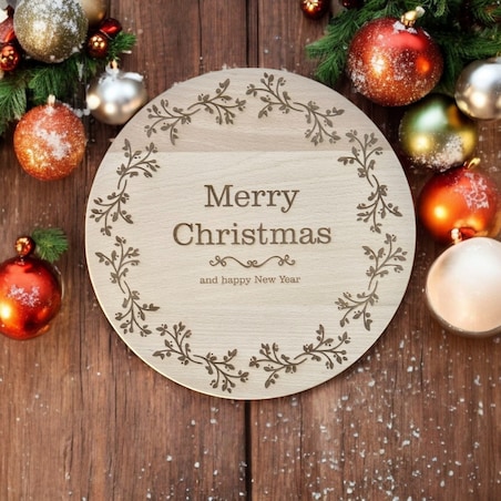 Drewniana podkładka deska świąteczna do serwowania ⌀ 25 cm