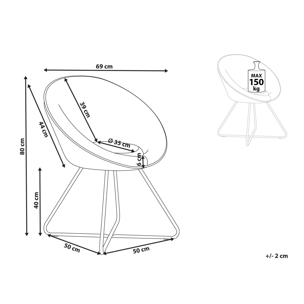 Krzesło welurowe szare FLOBY II