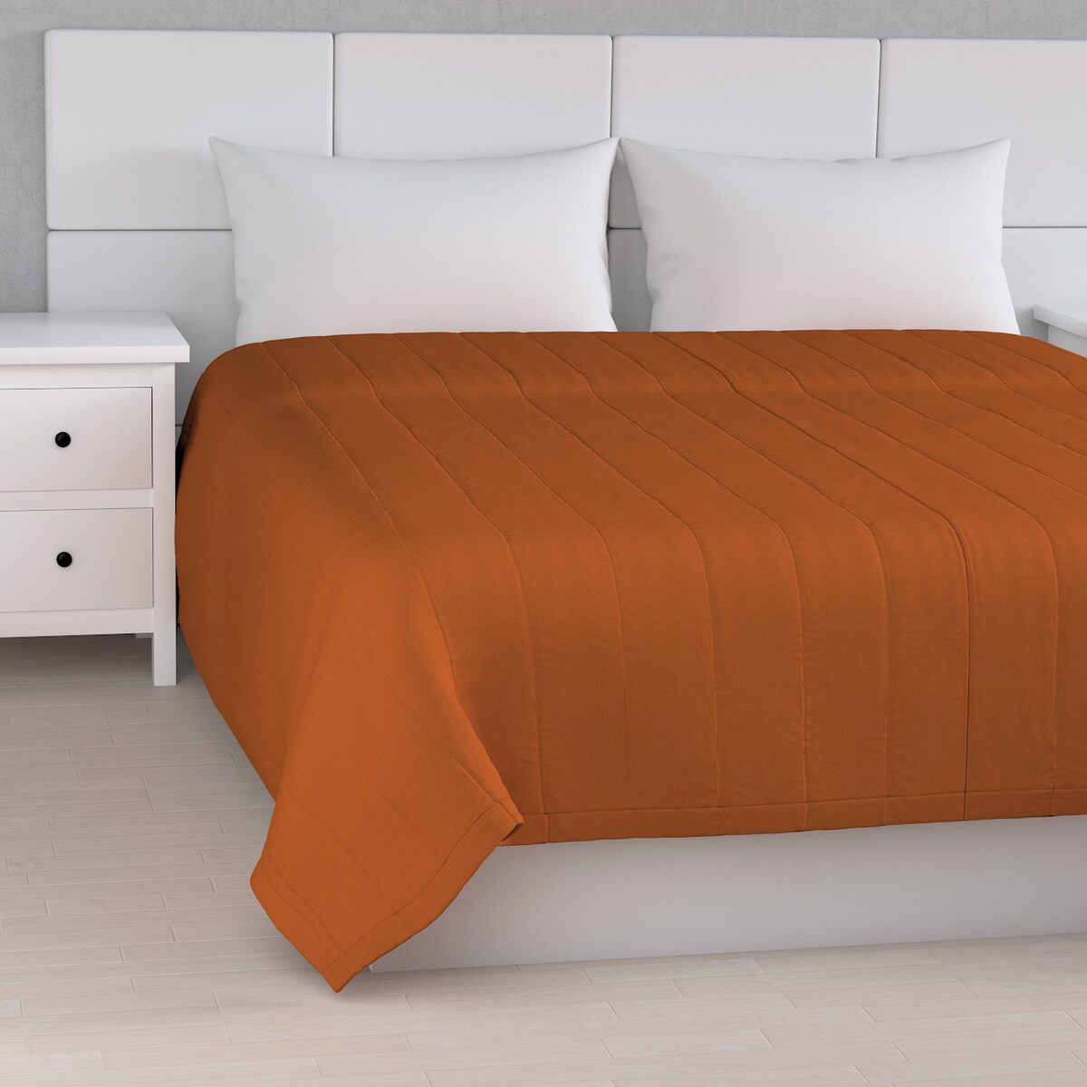 Narzuta pikowana w pasy 260x210 rudy