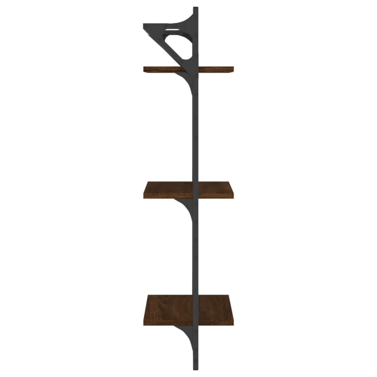 vidaXL 3-poziomowe półki ścienne z drążkami 2 szt., brąz, 30x25x100 cm
