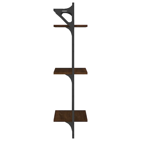 vidaXL 3-poziomowe półki ścienne z drążkami 2 szt., brąz, 30x25x100 cm