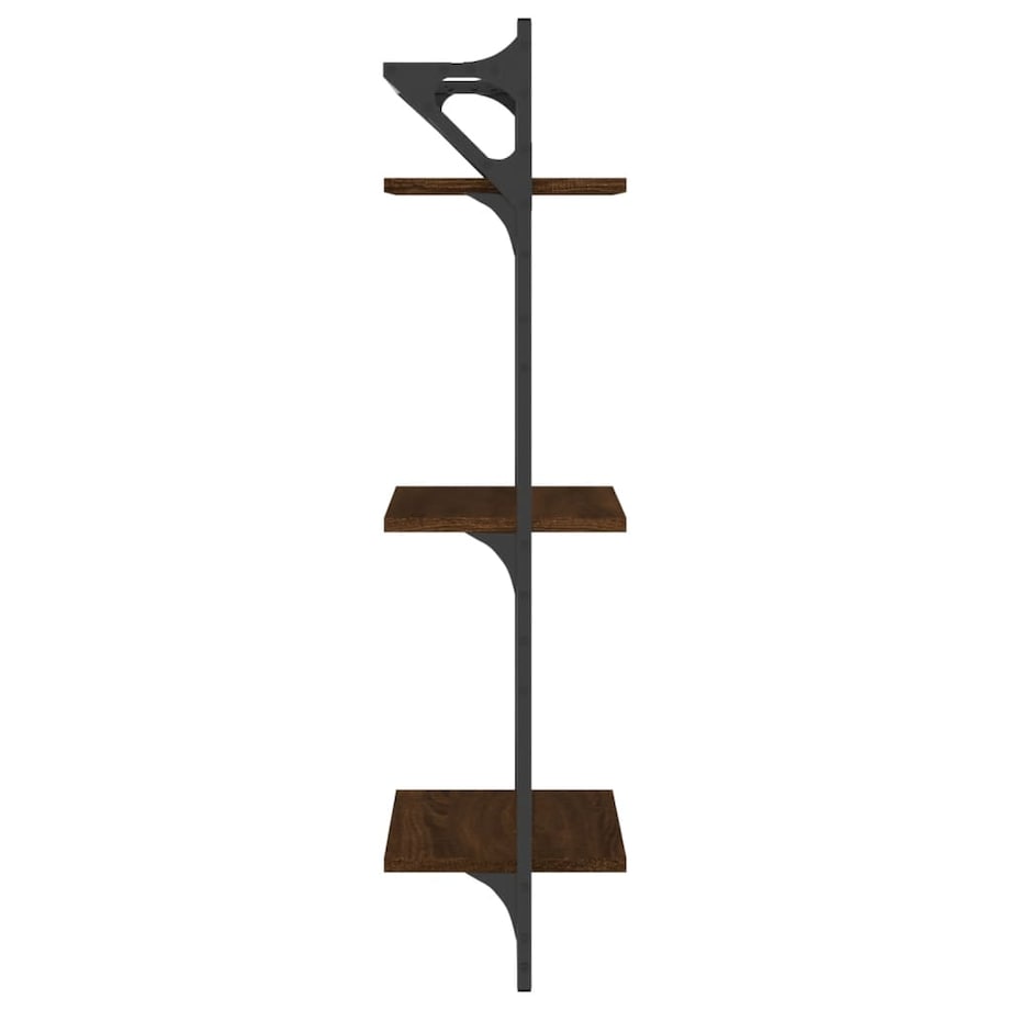 vidaXL 3-poziomowe półki ścienne z drążkami 2 szt., brąz, 30x25x100 cm