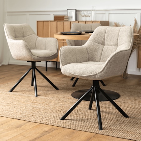 Krzesło Tapicerowane Obrotowe PEONY Kubełkowe Beżowe Salonu