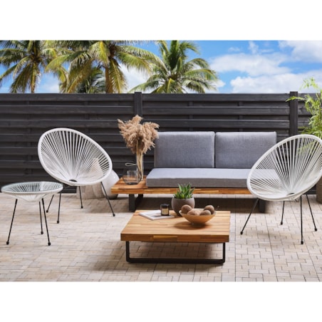 Zestaw mebli balkonowych z technorattanu biały ACAPULCO II