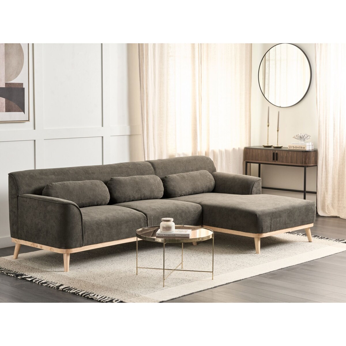 Narożnik sztruksowy lewostronny ciemnozielony SIMOS