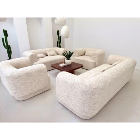 SOFA DWUOSOBOWA BELAGIO – KREMOWY MELANŻ Z BORDEM