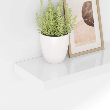vidaXL Półki ścienne, 4 szt., wysoki połysk, białe, 50x23x3,8 cm, MDF