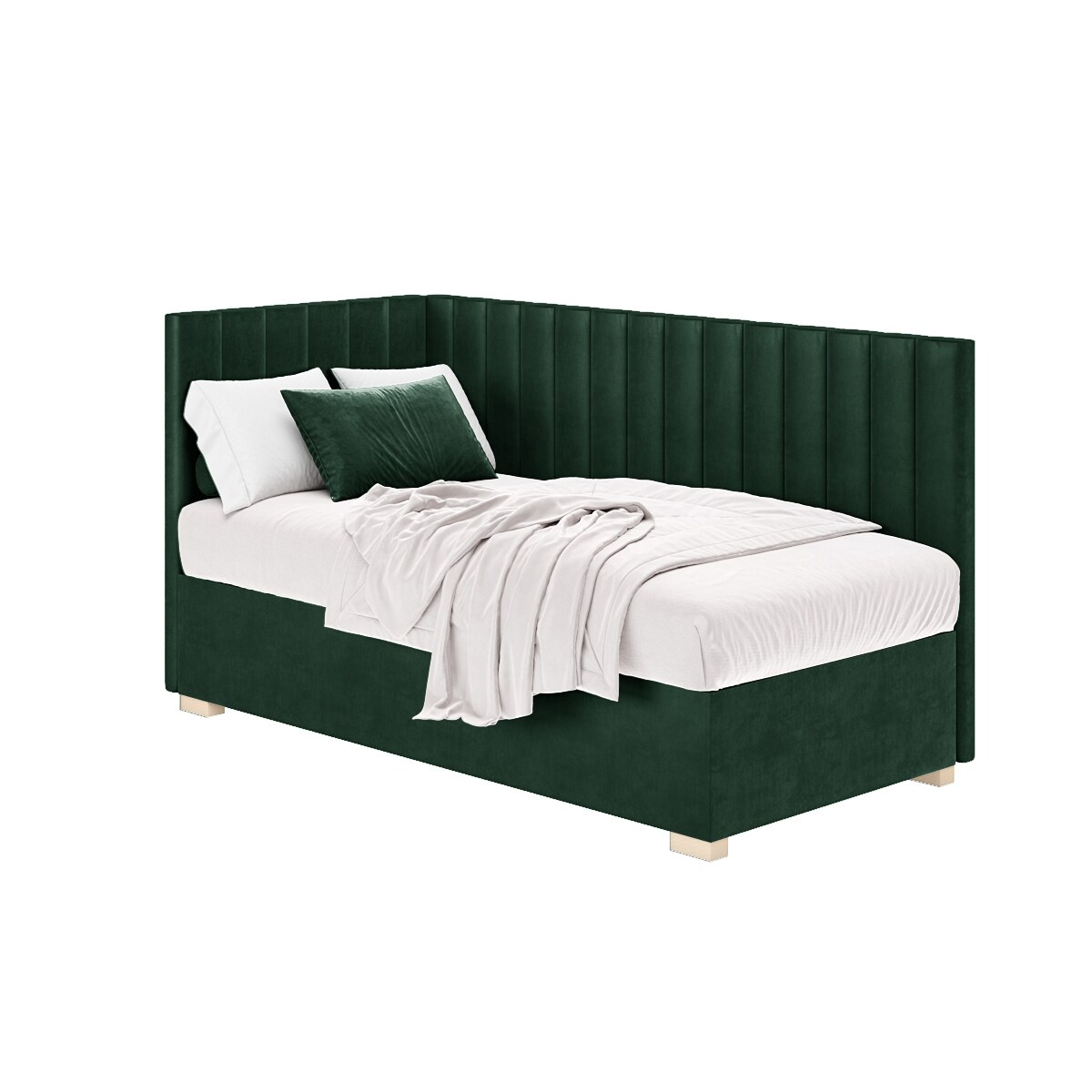 Mesonica Łóżko Snugi, linie zielone, 90x200, Lewostronne