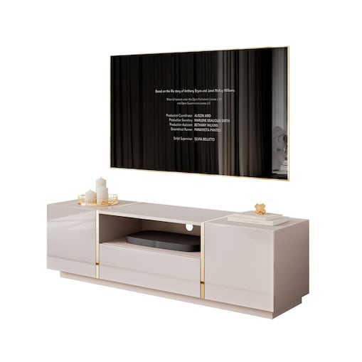 Szafka RTV ONYX kaszmir wysoki połysk 158 cm push to open