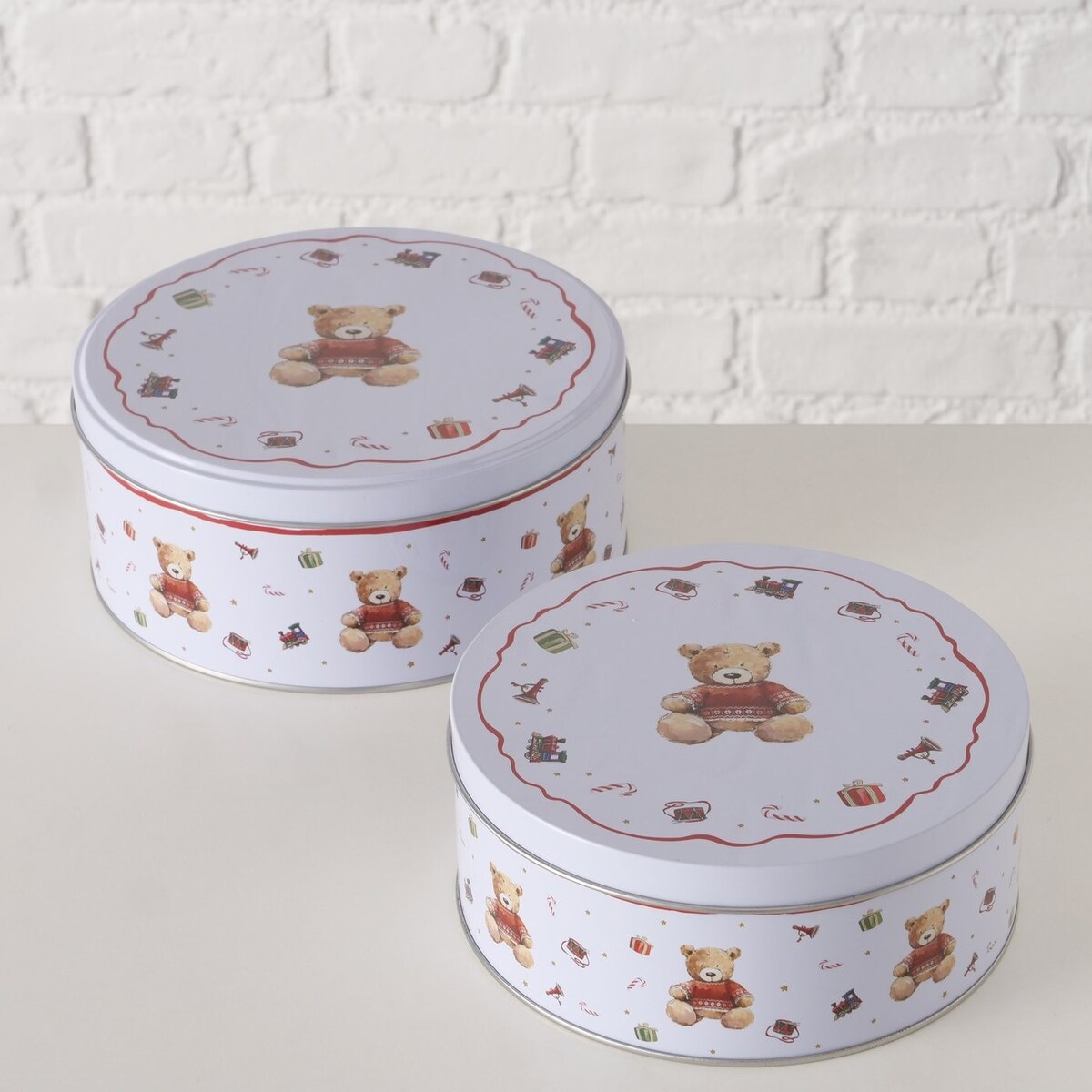 Puszki 2 szt. metalowe świąteczne 16/18x7/8 cm MISHA