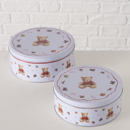 Puszki 2 szt. metalowe świąteczne 16/18x7/8 cm MISHA