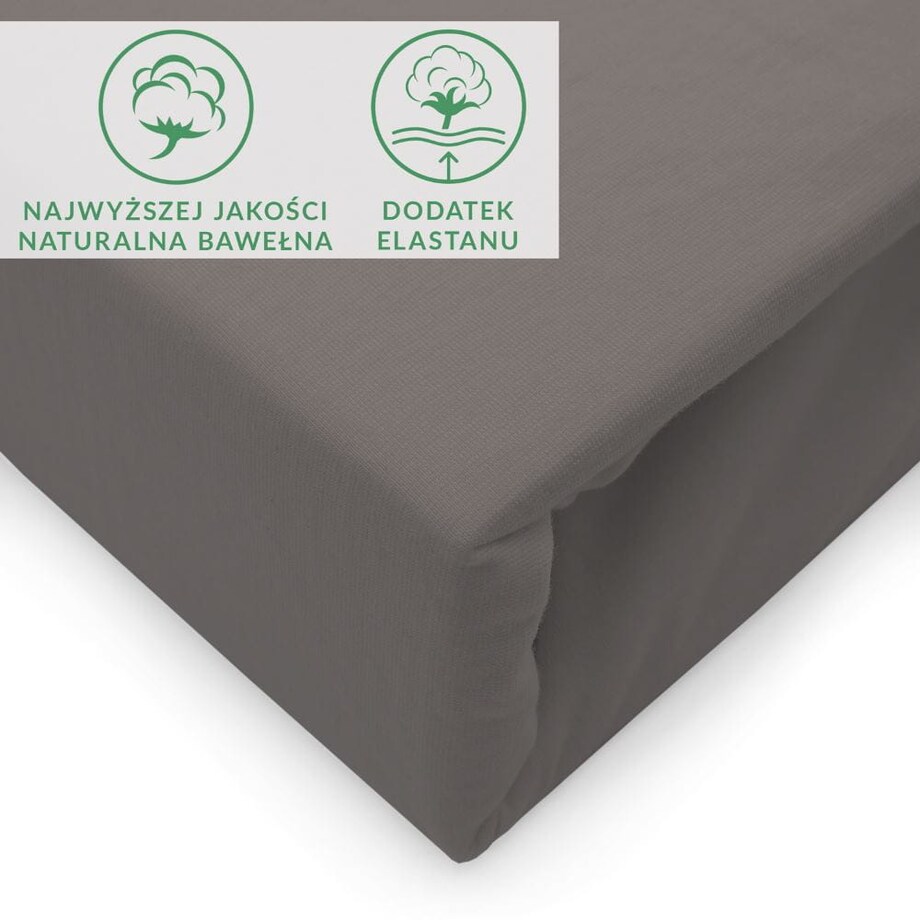 Prześcieradło z bawełny jersey z elastanem z gumką 200x220 kolor antracyt