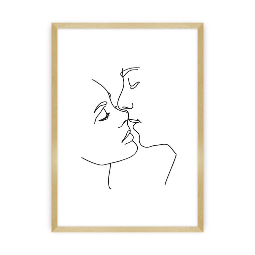 Plakat Kiss Line, 70 x 100 cm, Ramka: Złota