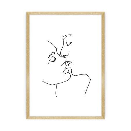 Plakat Kiss Line, 70 x 100 cm, Ramka: Złota