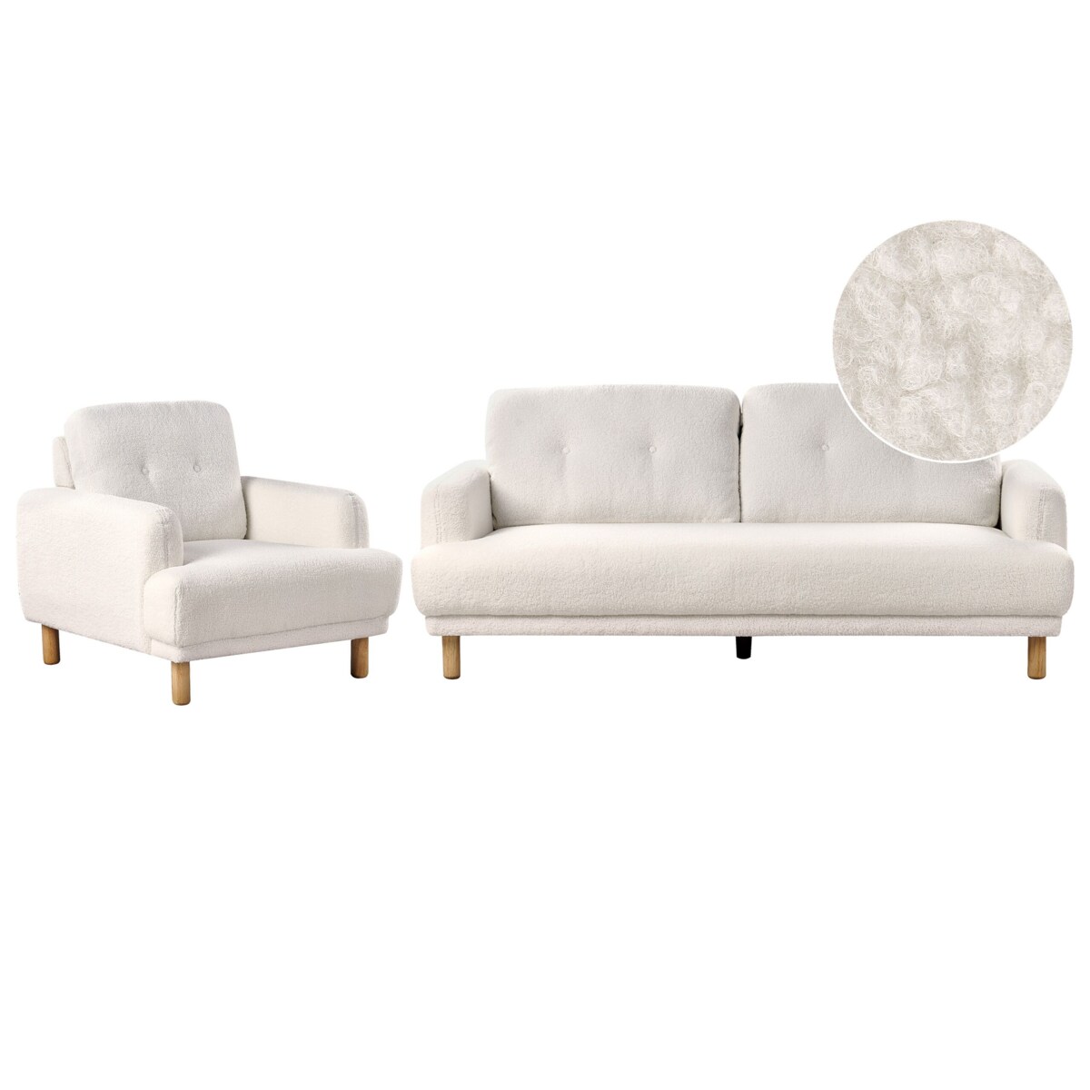 Zestaw wypoczynkowy boucle biały TUVE