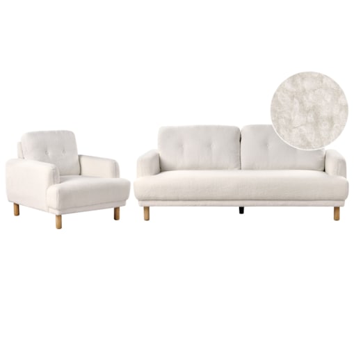 Zestaw wypoczynkowy boucle biały TUVE