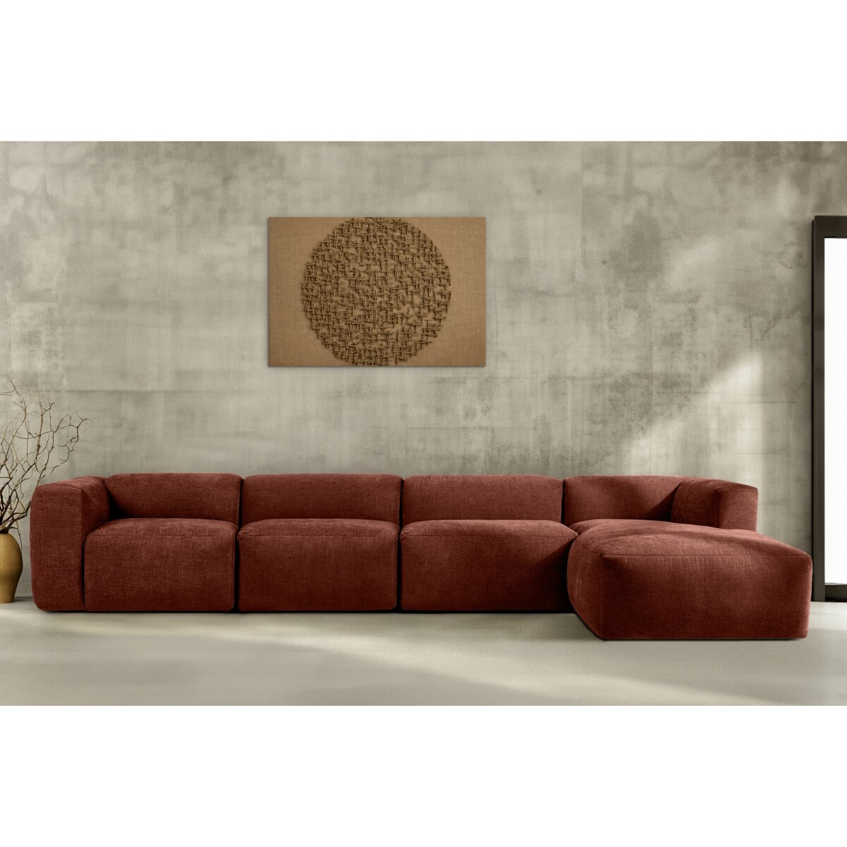 KONSIMO BUFFO Sofa narożna prawa 6-osobowa z wyjątkowo miękkim siedziskiem, kolor pomarańczowy