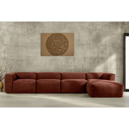 KONSIMO BUFFO Sofa narożna prawa 6-osobowa z wyjątkowo miękkim siedziskiem, kolor pomarańczowy