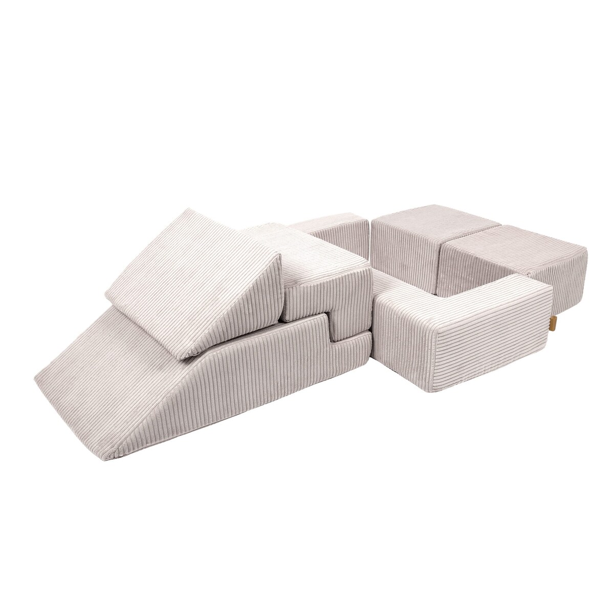 Piankowa Sofa Kostka dla Dzieci - Sofa do Pokoju Dziecięcego, Aesthetic, Ecru