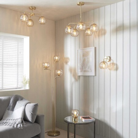 Podłogowa lampa molekułowa Dimple 91974 Endon bubbles złota przezroczysta