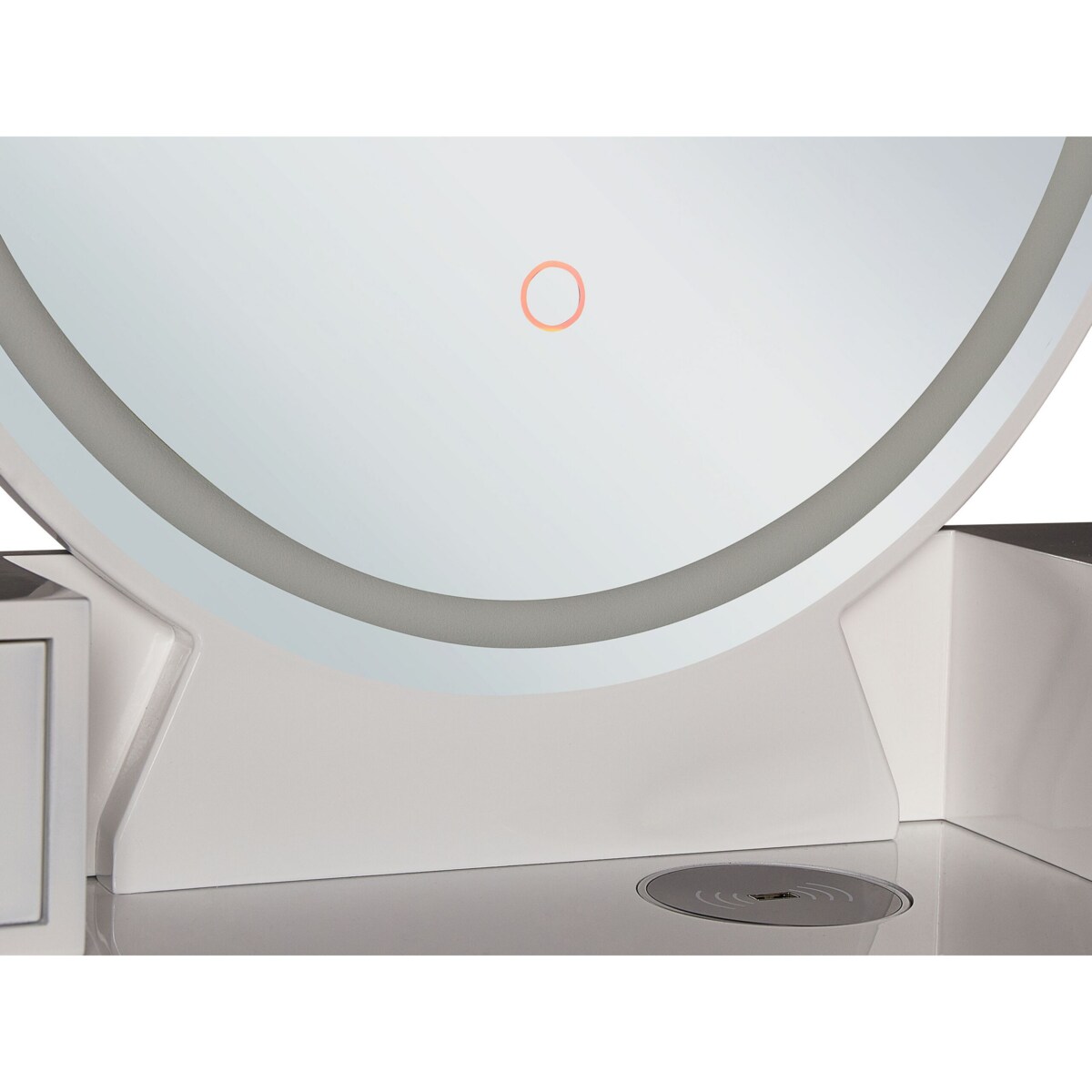 Toaletka 4 szuflady lustro LED ze stołkiem biało-czarna SOYE