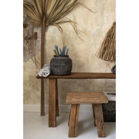 Taboret / Stołek z recyklingowanego drewna tekowego TIKI