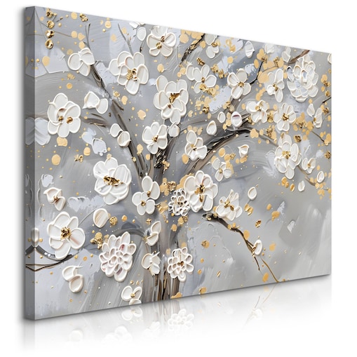 Obraz Ścienny Do Sypialni Salonu Kwiaty Abstrakcja Malarstwo Beton 120x80cm