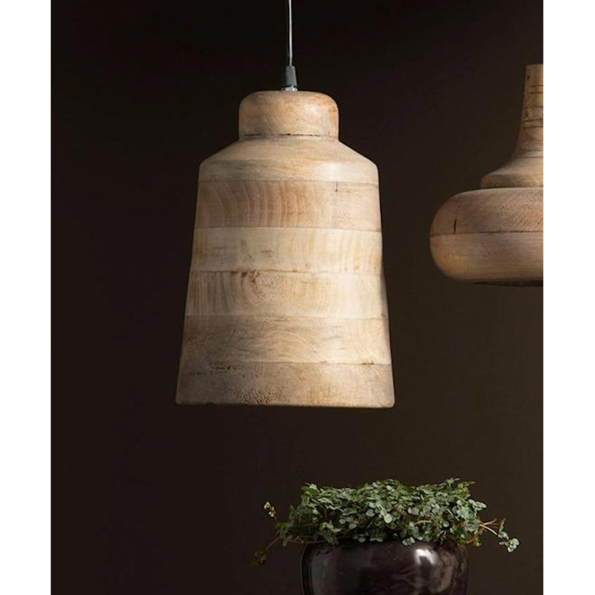 LAMPA SUFITOWA WISZĄCA NAD STÓŁ BOHO DREWNIANA NATURALNA DO SALONU 30cm