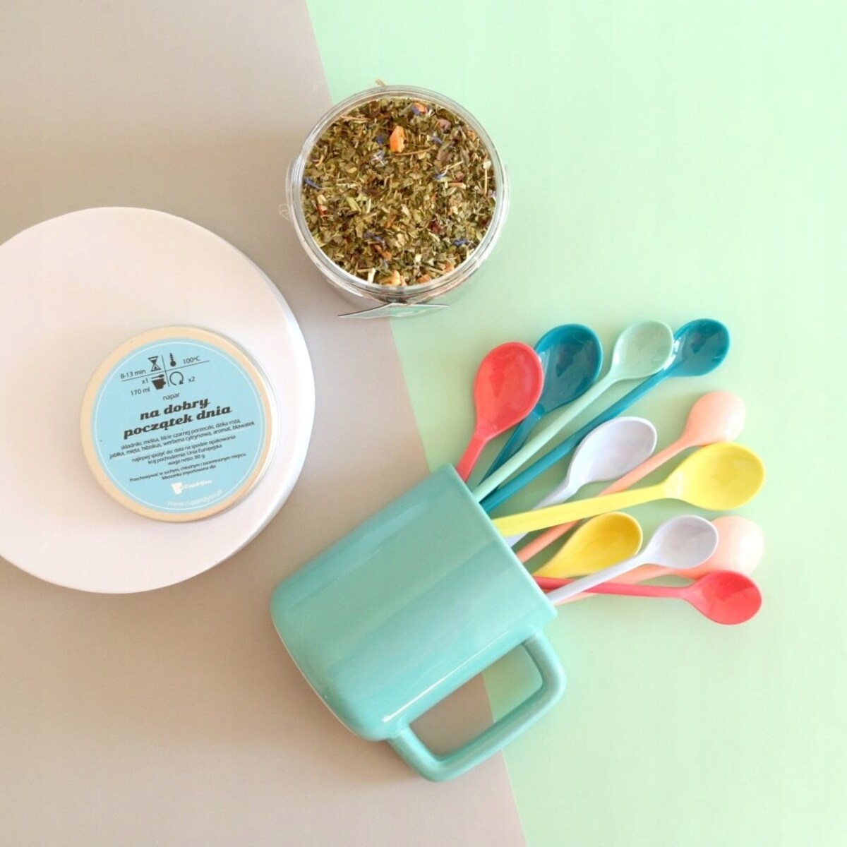 HERBATA ziołowa NA DOBRY POCZĄTEK DNIA o smaku brzoskwini mango pomarańczy - herbata liściasta sypana mieszanka napar susz - gotowa na prezent upominek