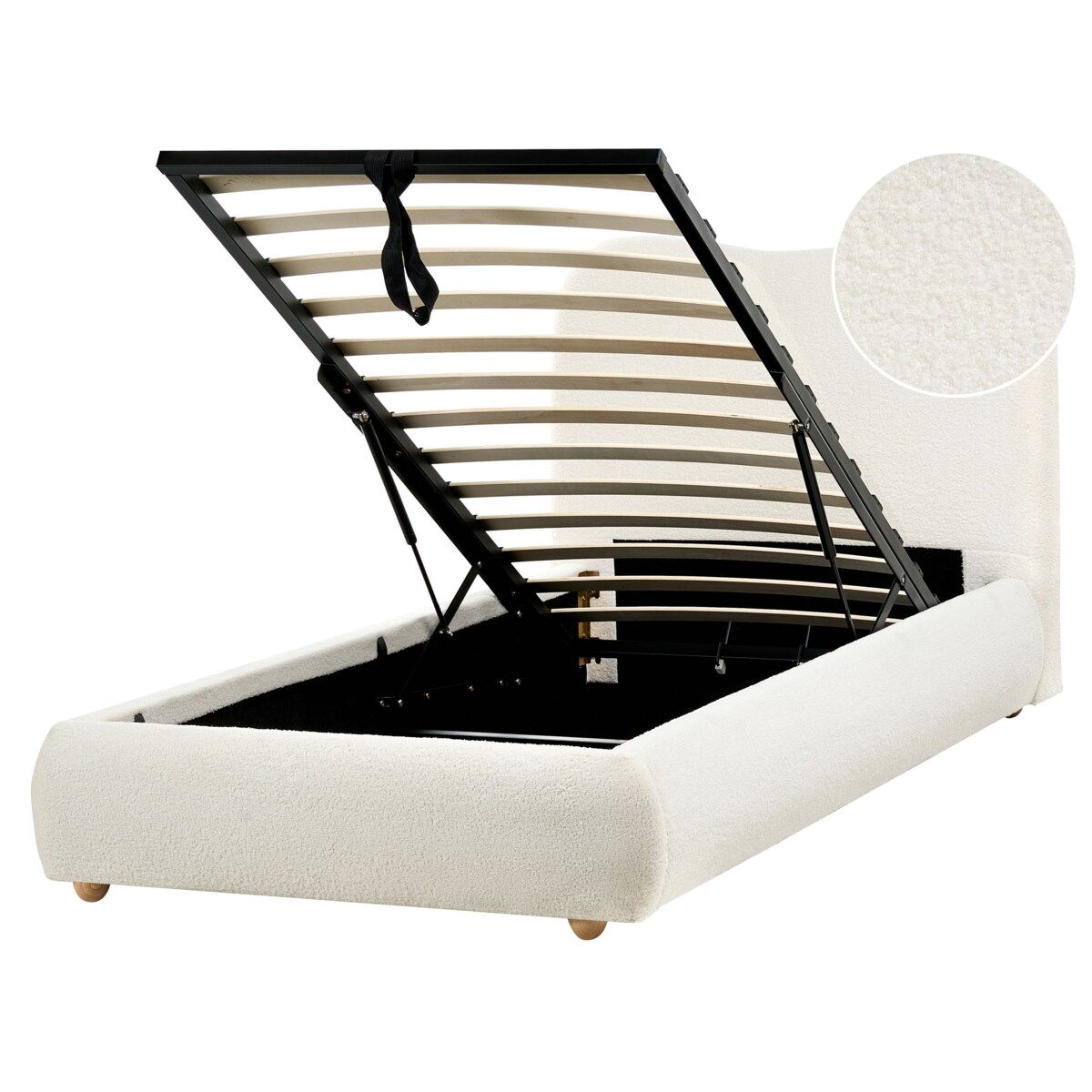 Łóżko z pojemnikiem Boucle BLAGNAC 90 x 200 cm Złamana biel