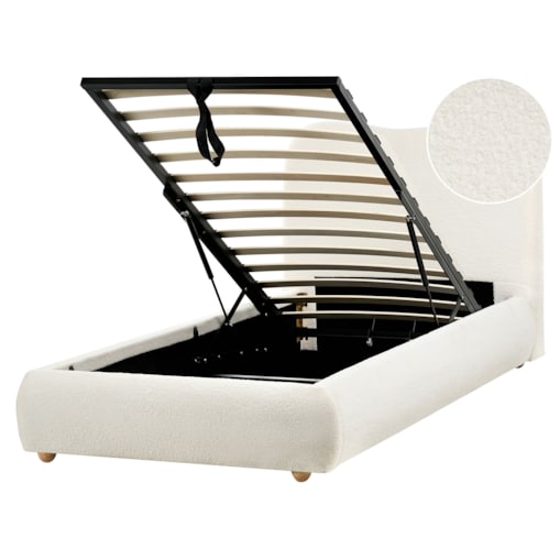Łóżko z pojemnikiem Boucle BLAGNAC 90 x 200 cm Złamana biel