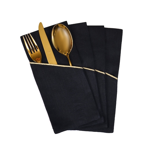 Kieszonki na sztućce Royal Black Goldenline