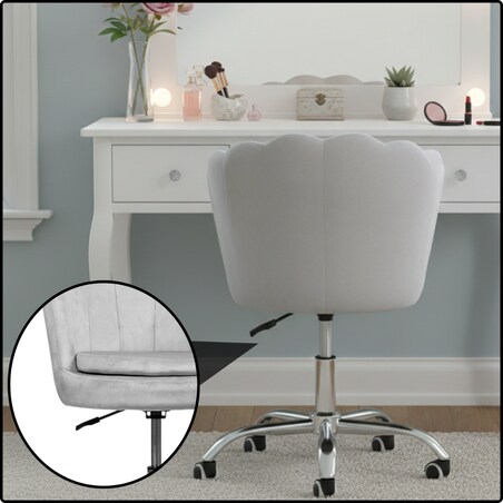 Fotel obrotowy krzesło muszelka welurowy do biurka toaletki szare shell