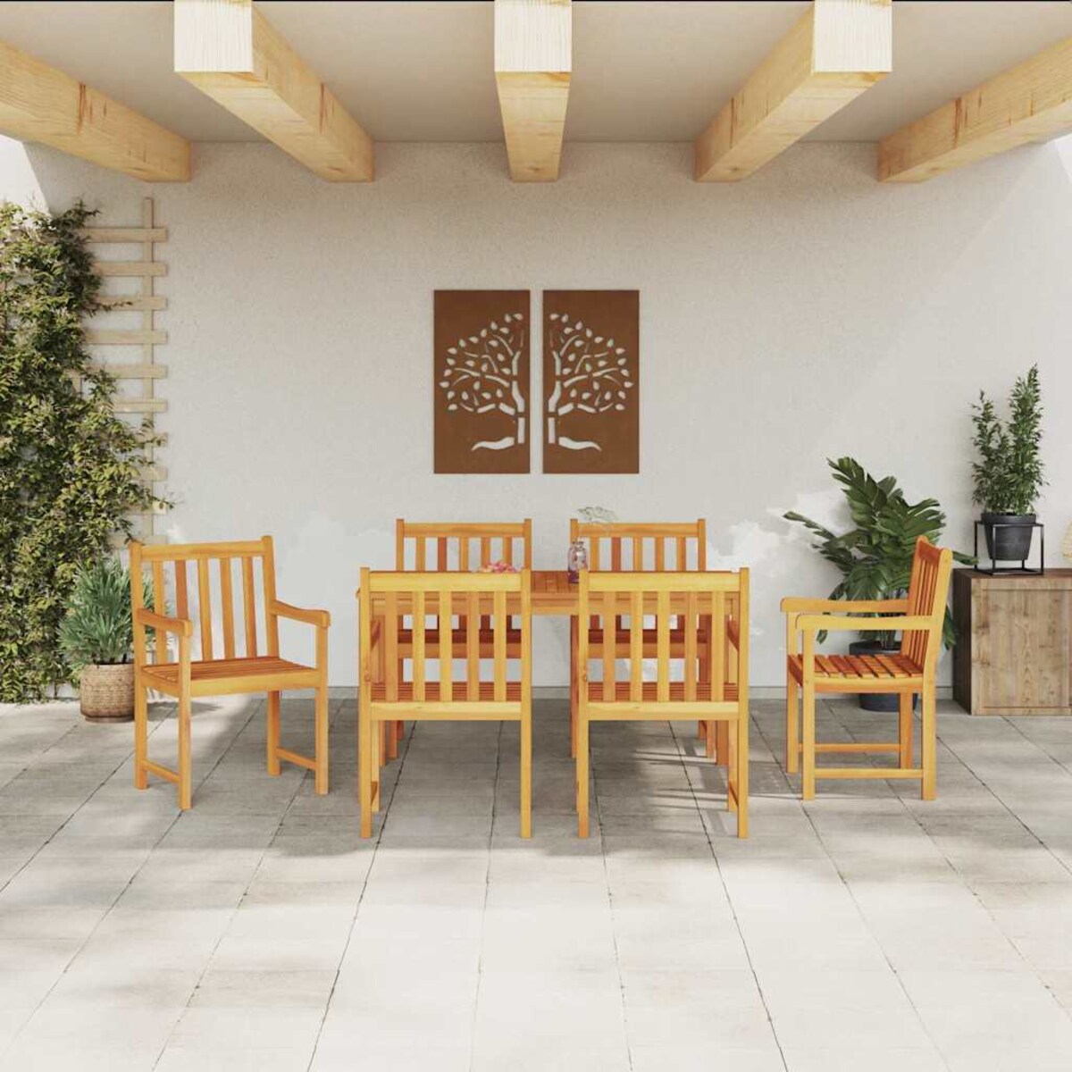 vidaXL Zestaw do jadalni w ogrodzie 7 pcs Brązowy lite drewno akacjowe