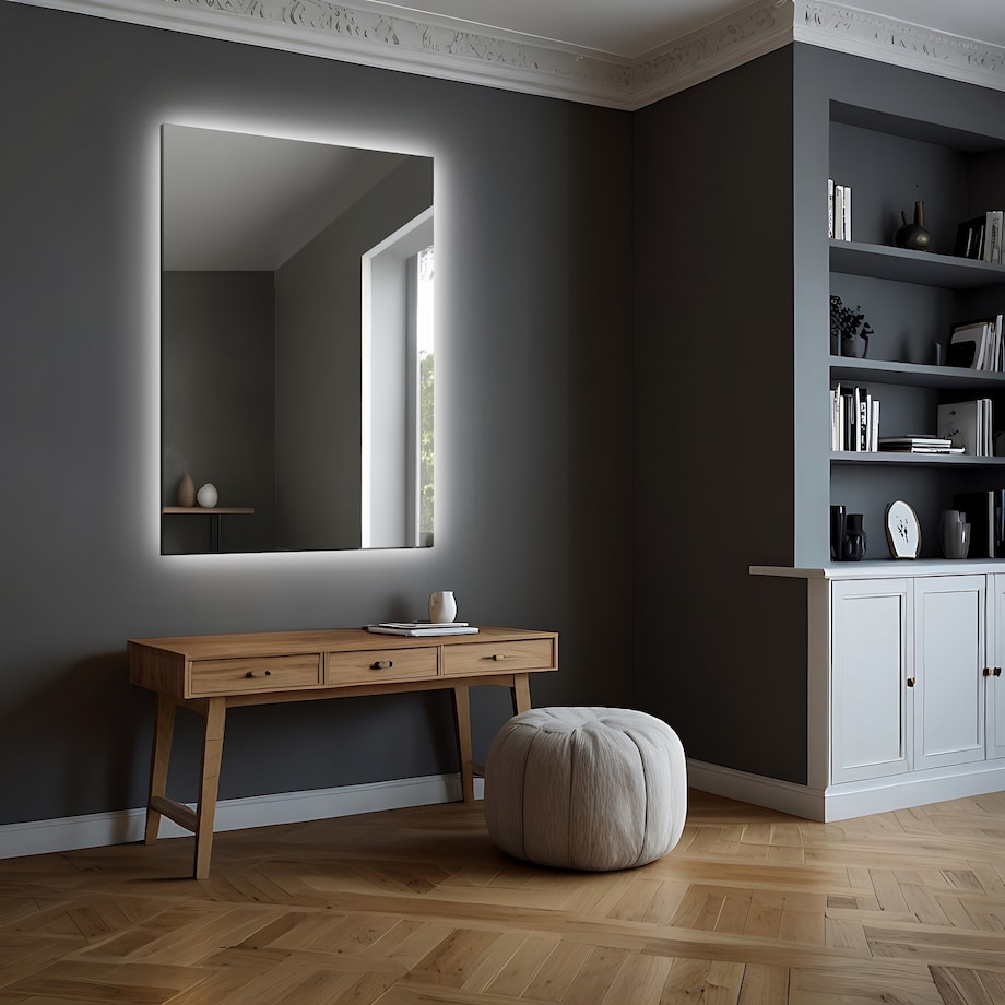 Lustro łazienkowe prostokątne szlifowane z opcją podświetlenia - AGIS LED