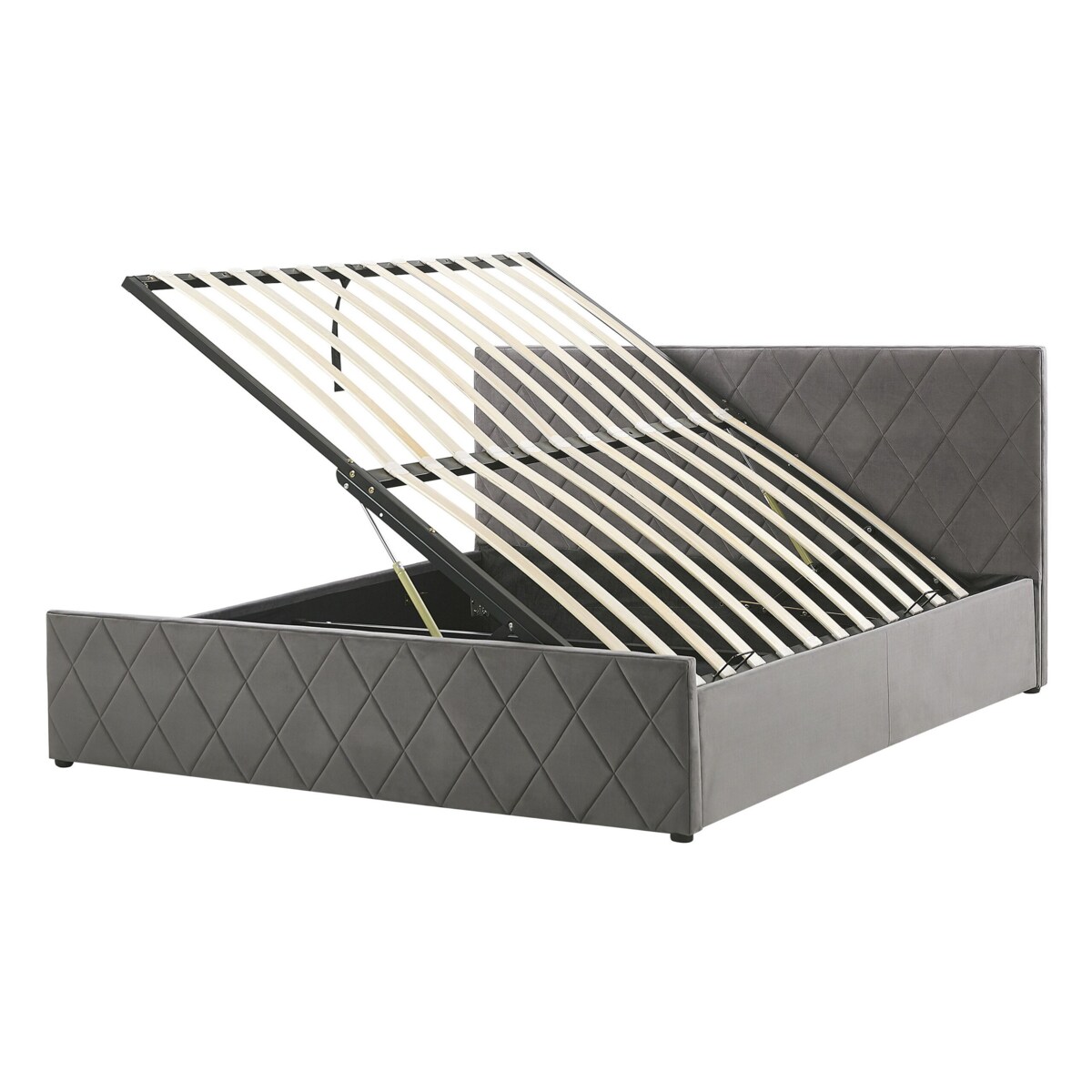 Łóżko z pojemnikiem welurowe 140 x 200 cm szare ROCHEFORT